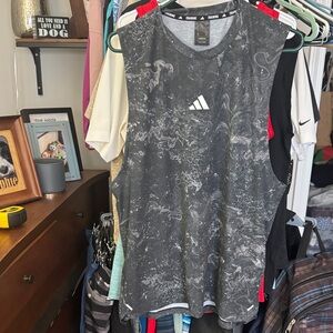 Adidas Marble Pattern Gray Tank Top